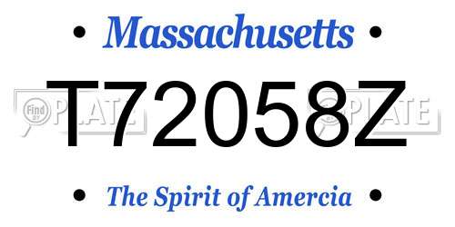 T72058Z Massachusetts License Plate