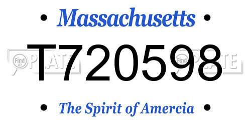 T720598 Massachusetts License Plate