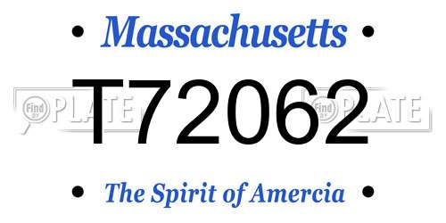 T72062 Massachusetts License Plate