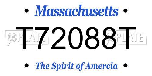 T72088T Massachusetts License Plate