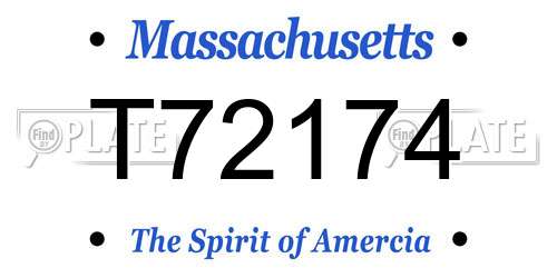 T72174 Massachusetts License Plate