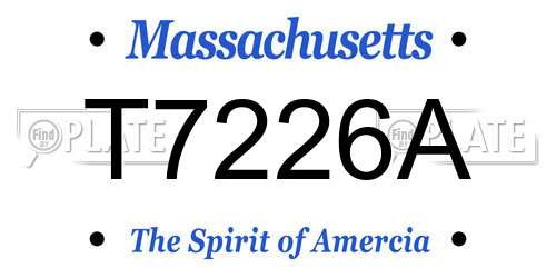 T7226A Massachusetts License Plate