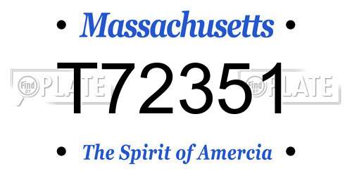 T72351 Massachusetts License Plate
