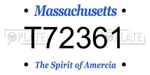 T72361 Massachusetts License Plate
