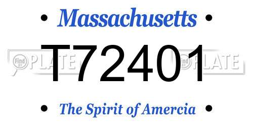 T72401 Massachusetts License Plate