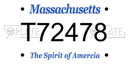T72478 Massachusetts License Plate