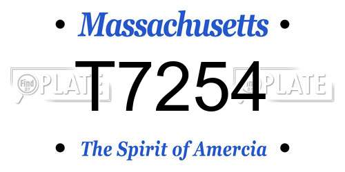 T7254 Massachusetts License Plate