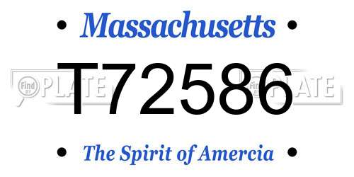 T72586 Massachusetts License Plate