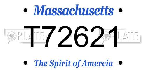 T72621 Massachusetts License Plate
