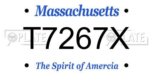 T7267X Massachusetts License Plate