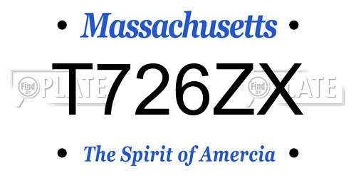 T726ZX Massachusetts License Plate