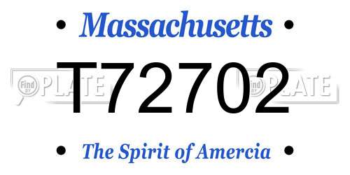T72702 Massachusetts License Plate