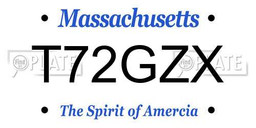 T72GZX Massachusetts License Plate