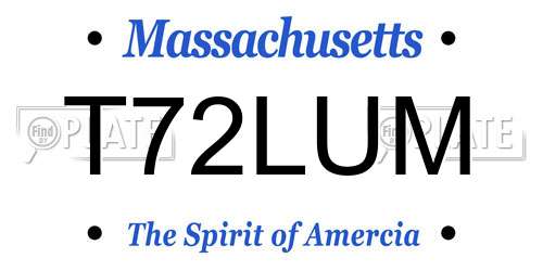 T72LUM Massachusetts License Plate
