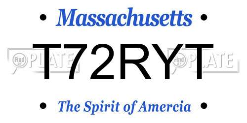 T72RYT Massachusetts License Plate