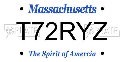 T72RYZ Massachusetts License Plate