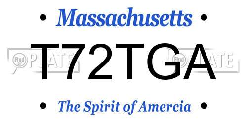 T72TGA Massachusetts License Plate