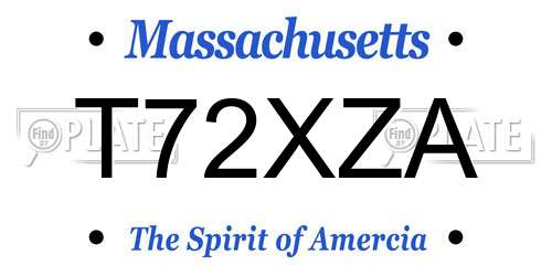 T72XZA Massachusetts License Plate