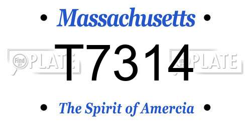 T7314 Massachusetts License Plate