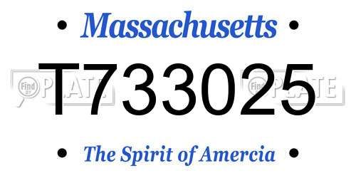 T733025 Massachusetts License Plate