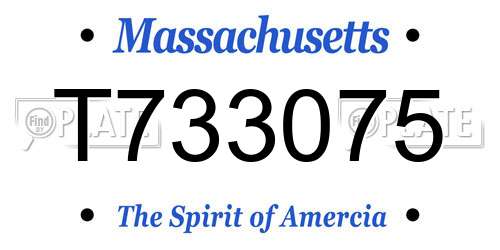 T733075 Massachusetts License Plate