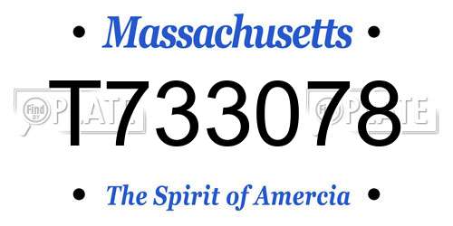 T733078 Massachusetts License Plate