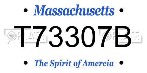 T73307B Massachusetts License Plate