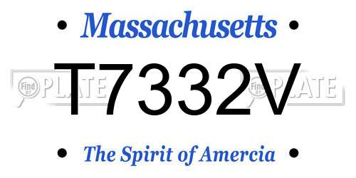 T7332V Massachusetts License Plate