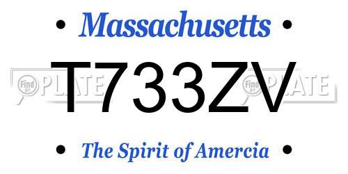 T733ZV Massachusetts License Plate
