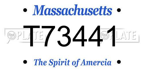 T73441 Massachusetts License Plate