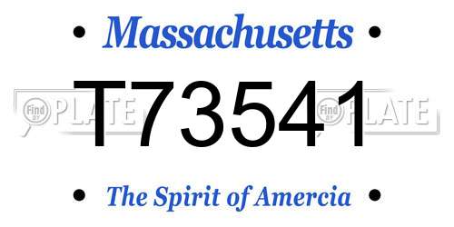 T73541 Massachusetts License Plate