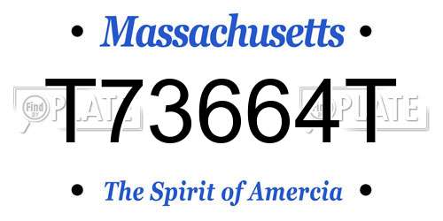 T73664T Massachusetts License Plate
