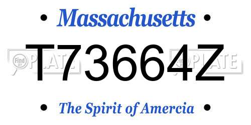 T73664Z Massachusetts License Plate