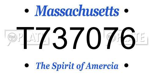 T737076 Massachusetts License Plate