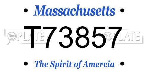 T73857 Massachusetts License Plate