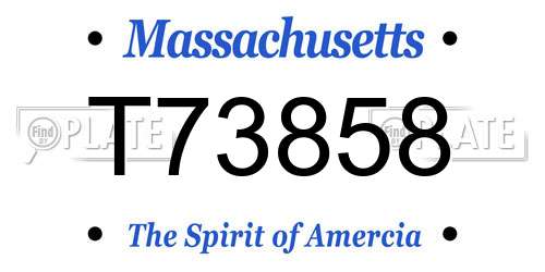T73858 Massachusetts License Plate