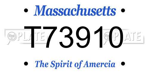 T73910 Massachusetts License Plate