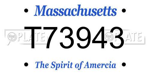 T73943 Massachusetts License Plate