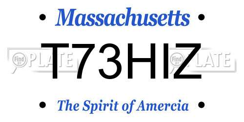 T73HIZ Massachusetts License Plate