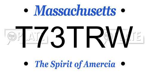 T73TRW Massachusetts License Plate