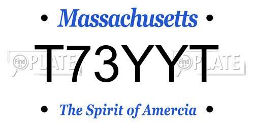 T73YYT Massachusetts License Plate