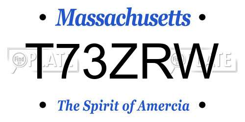 T73ZRW Massachusetts License Plate