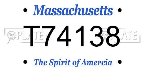 T74138 Massachusetts License Plate