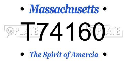 T74160 Massachusetts License Plate