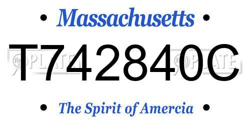 T742840C Massachusetts License Plate