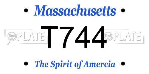 T744 Massachusetts License Plate