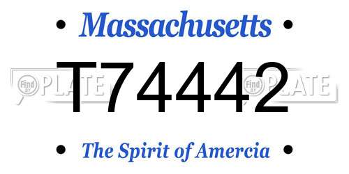 T74442 Massachusetts License Plate