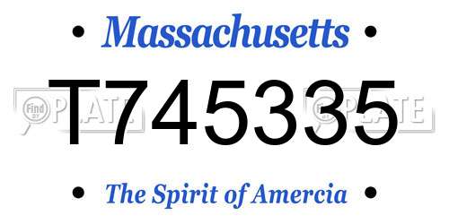 T745335 Massachusetts License Plate