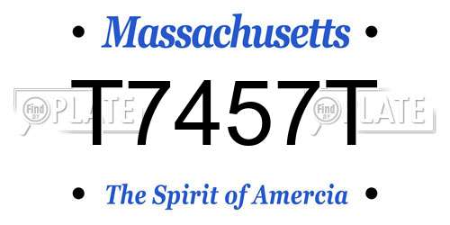 T7457T Massachusetts License Plate