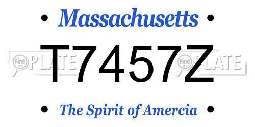 T7457Z Massachusetts License Plate